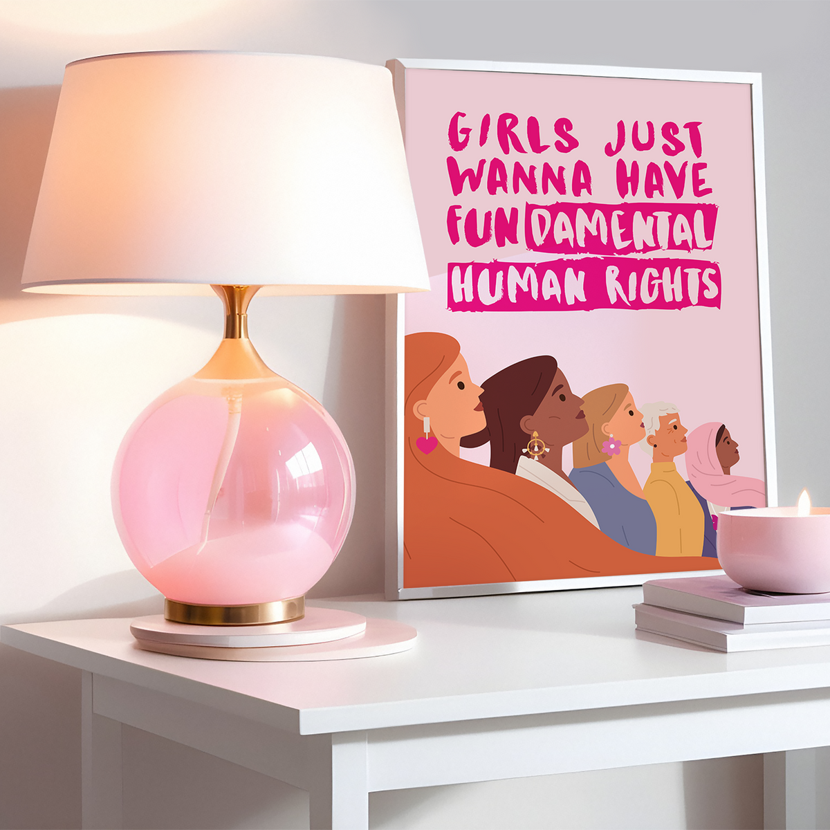 Girls just wanna have fundamental human rights Pink Print