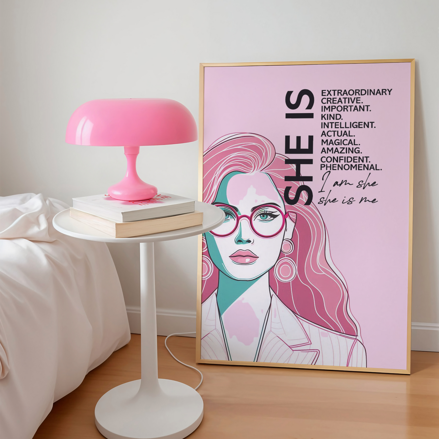 She is Female Empowerment Pink Print
