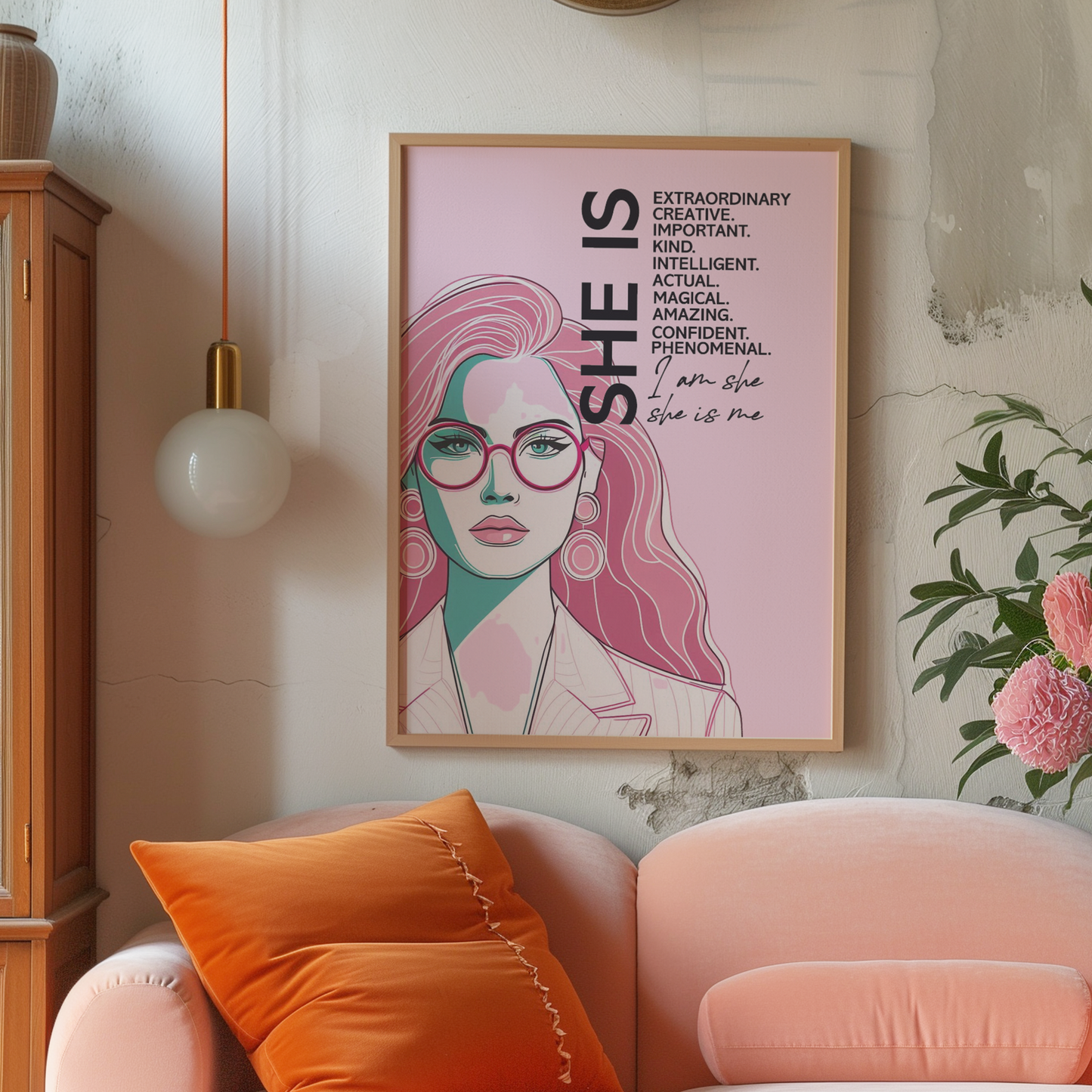 She is Female Empowerment Pink Print