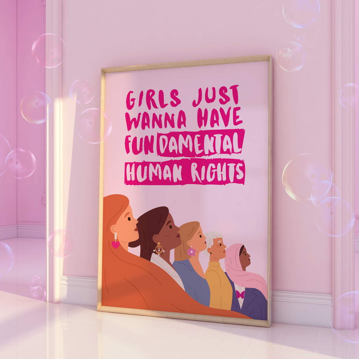 Girls just wanna have fundamental human rights Pink Print