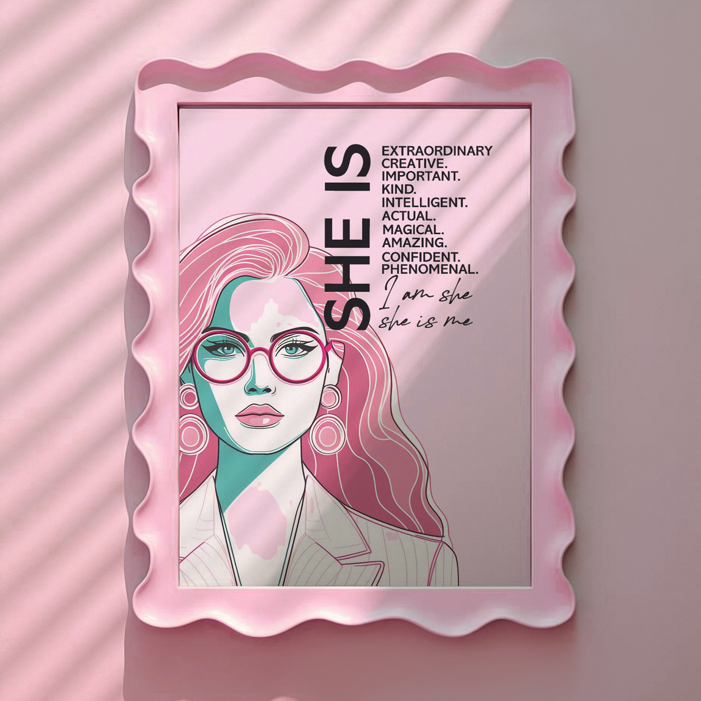 She is Female Empowerment Pink Print