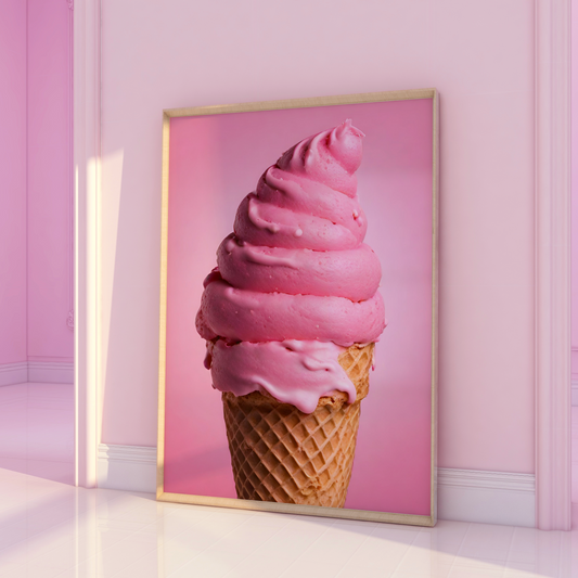 Pink Ice Cream Cone Print