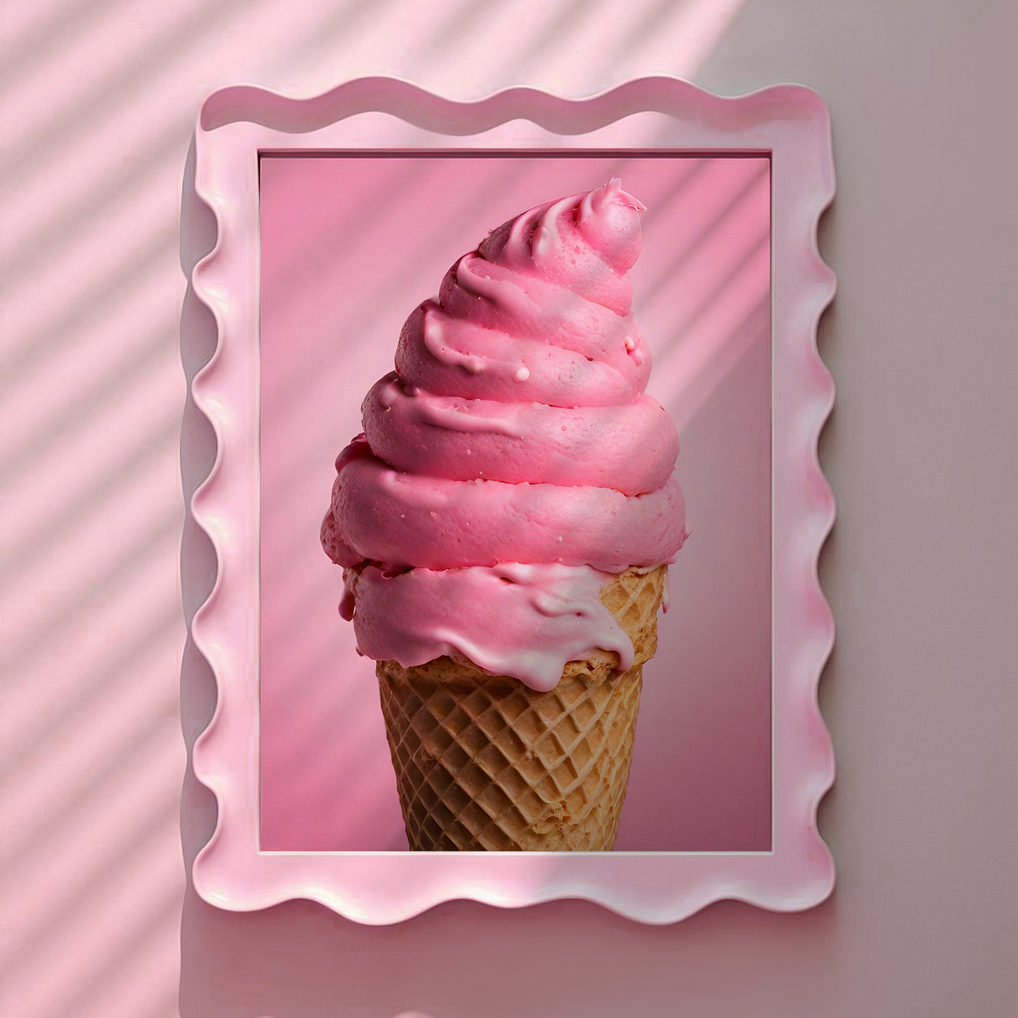 Pink Ice Cream Cone Print
