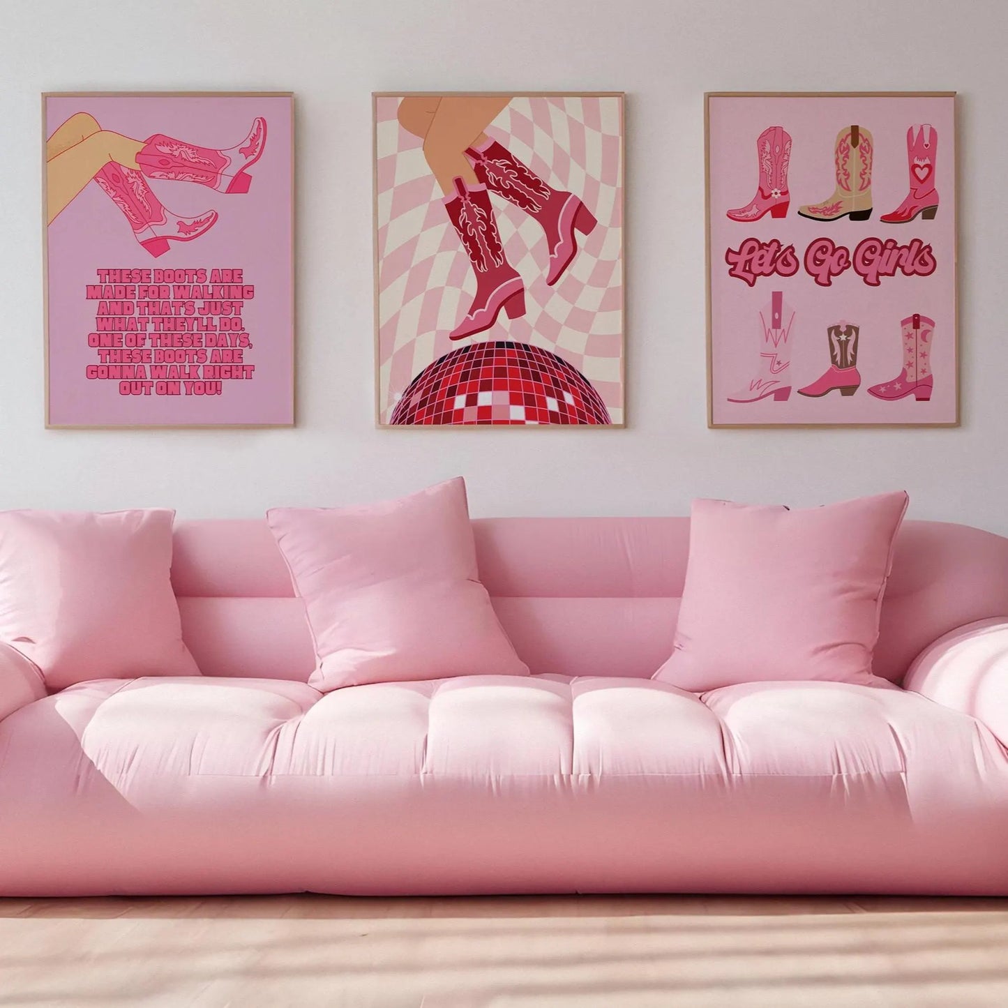 These boots are made for walking Pink Print