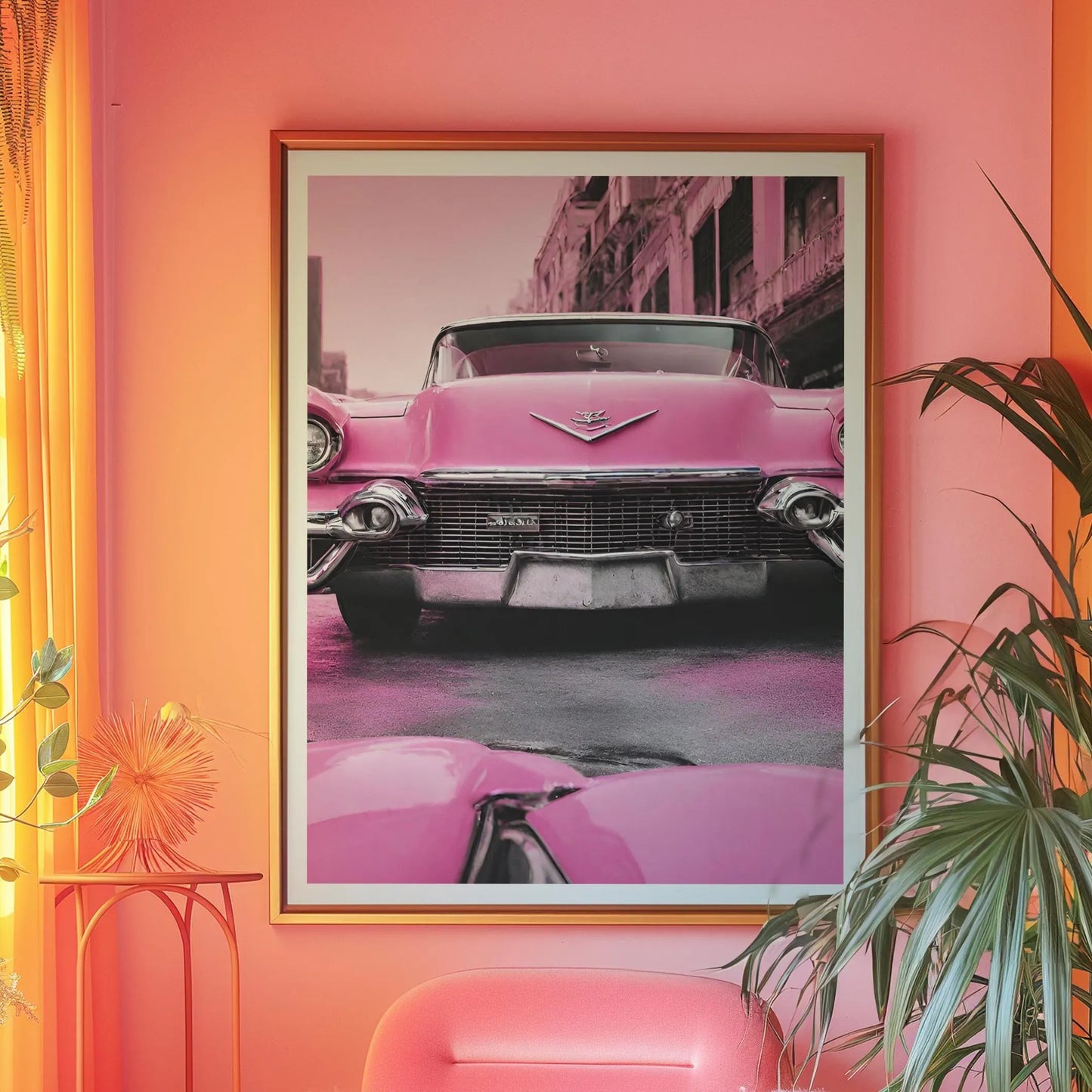 Retro Pink Car Print
