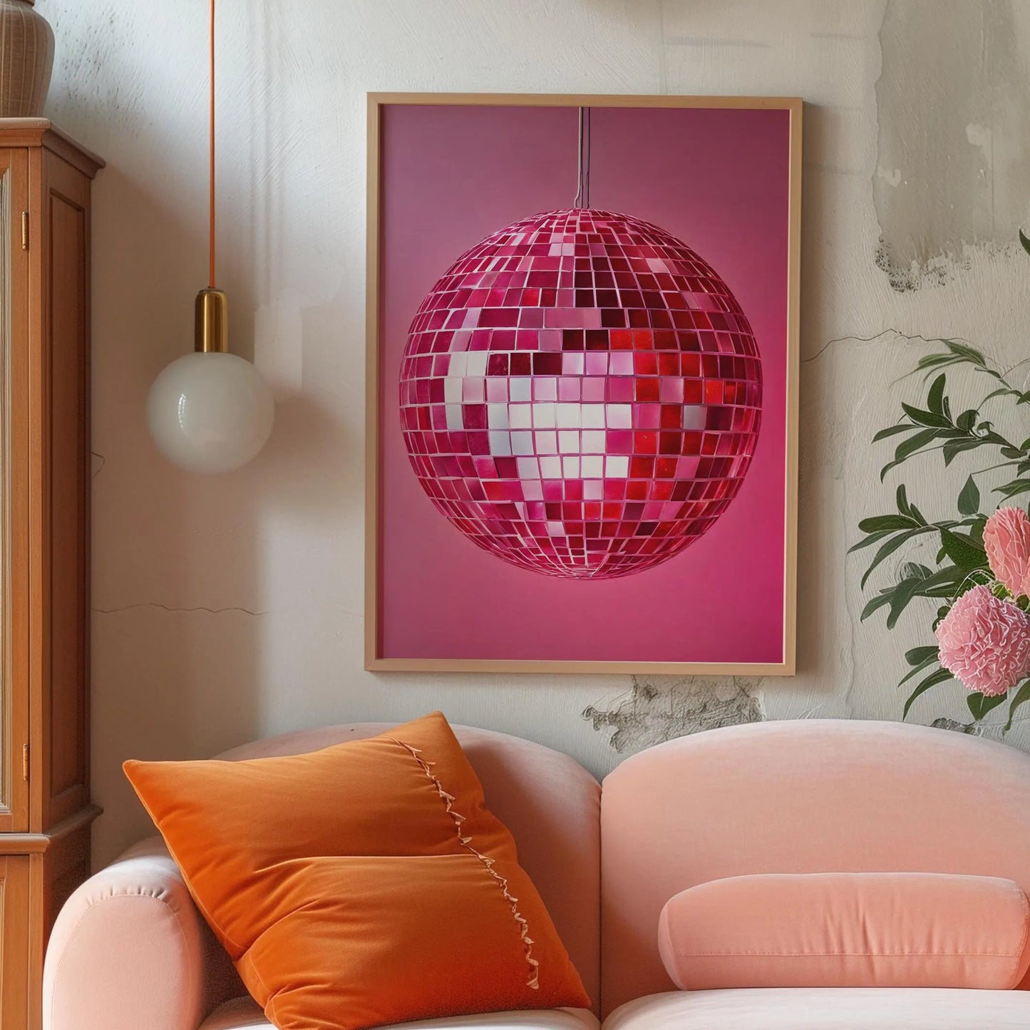 Pink Disco Ball Print