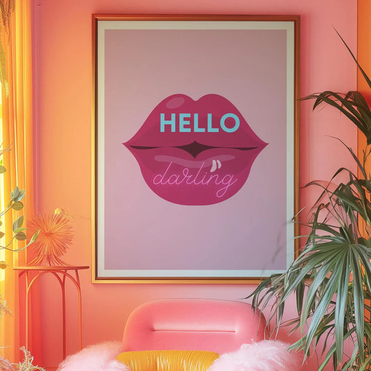 Hello Darling Pink Lips Print