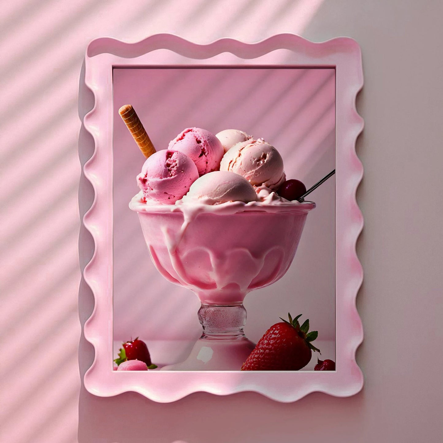 Pink Ice Cream Sundae Pink Print