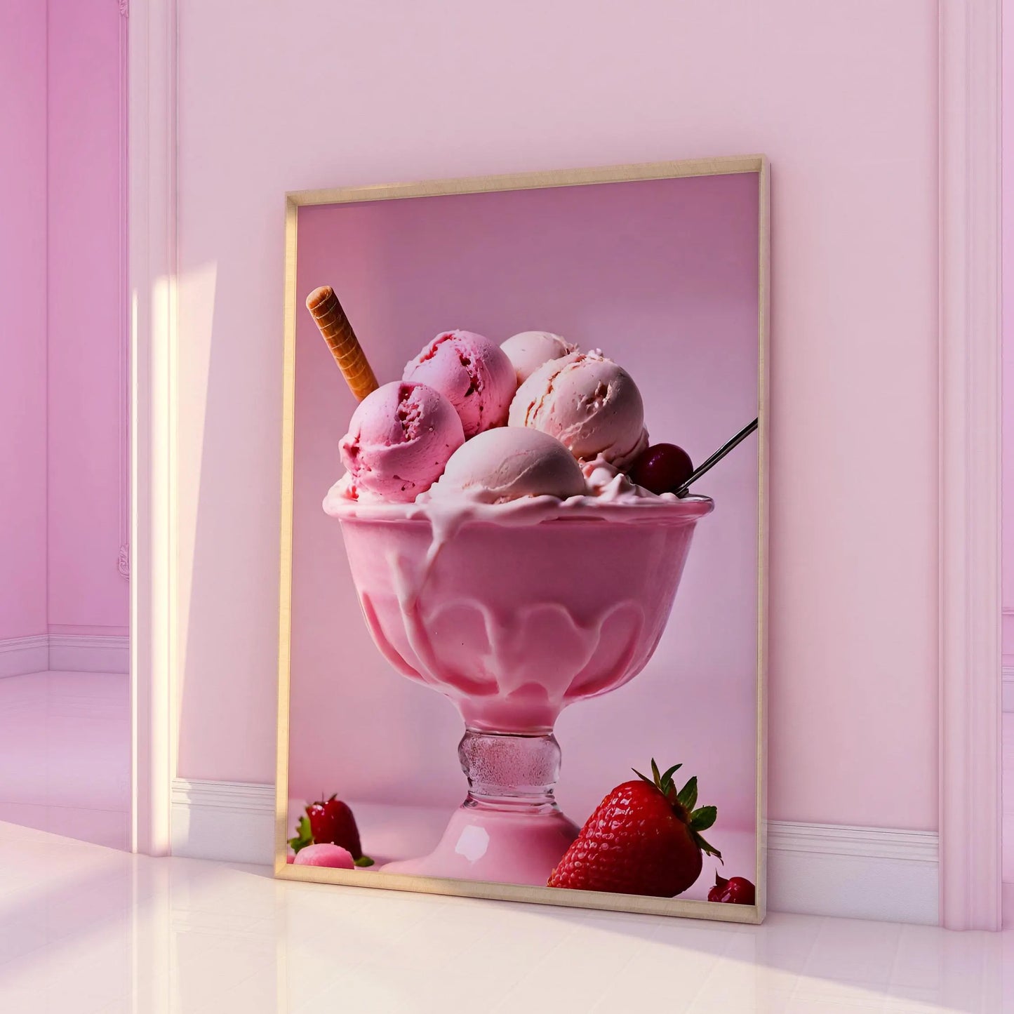 Pink Ice Cream Sundae Pink Print