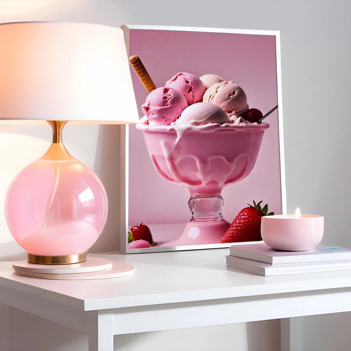 Pink Ice Cream Sundae Pink Print