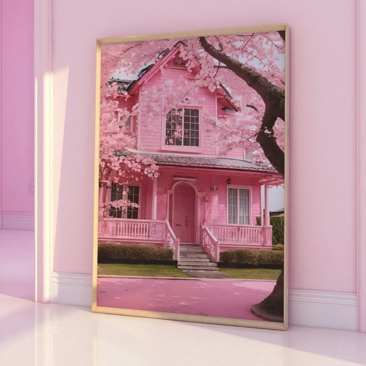 Cherry Blossom House Pink Print