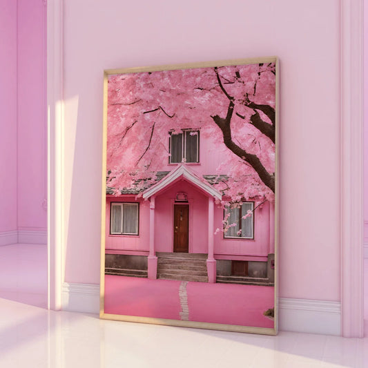 Cherry Blossom House Pink Print
