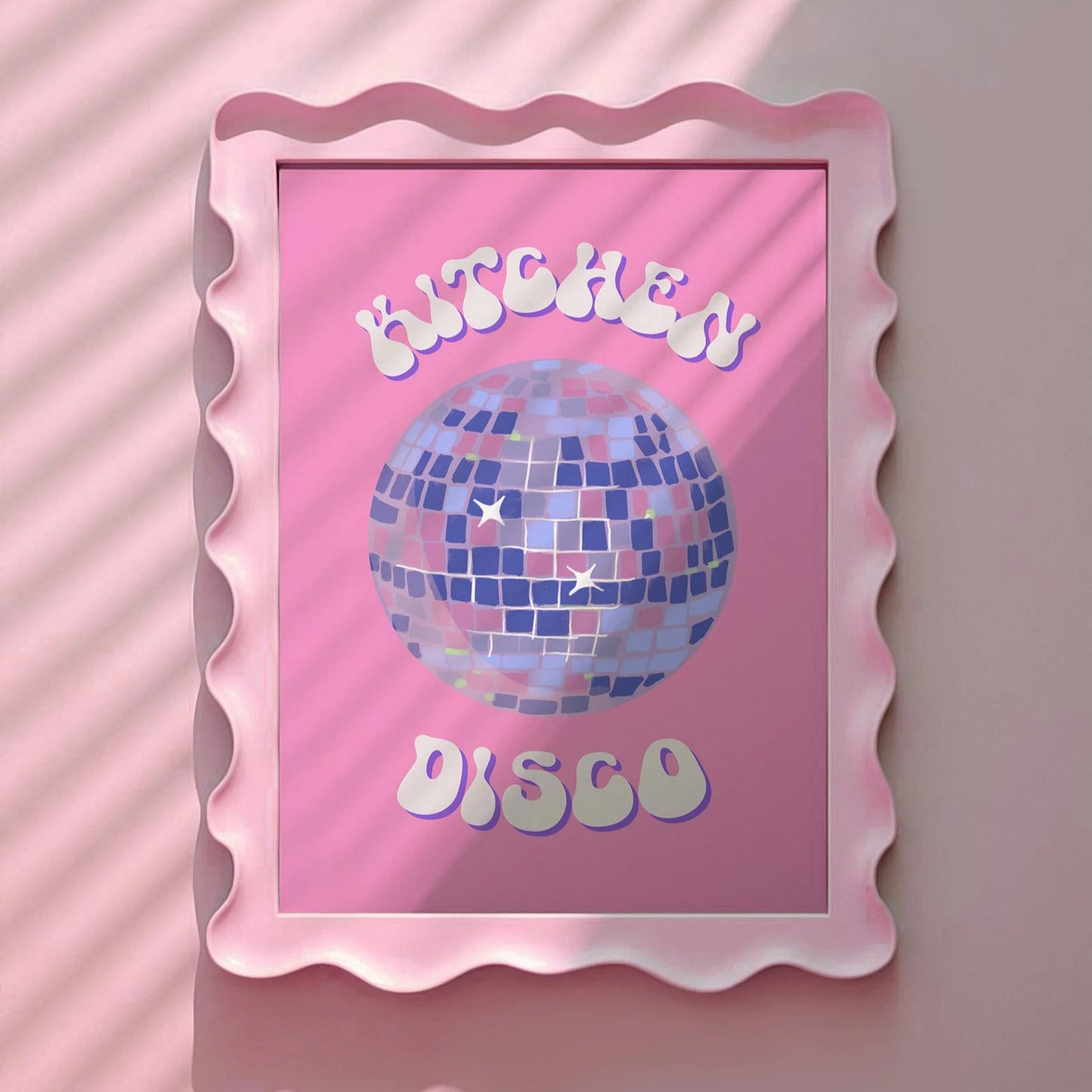 Kitchen Disco Ball Pink Print