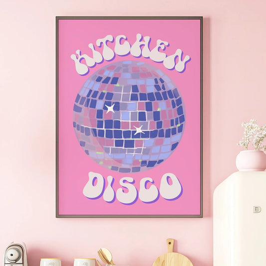 Kitchen Disco Ball Pink Print