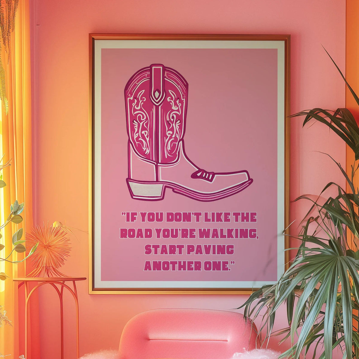 Dolly Quote "If you don't like the road you are walking, start paving another one" Pink Print