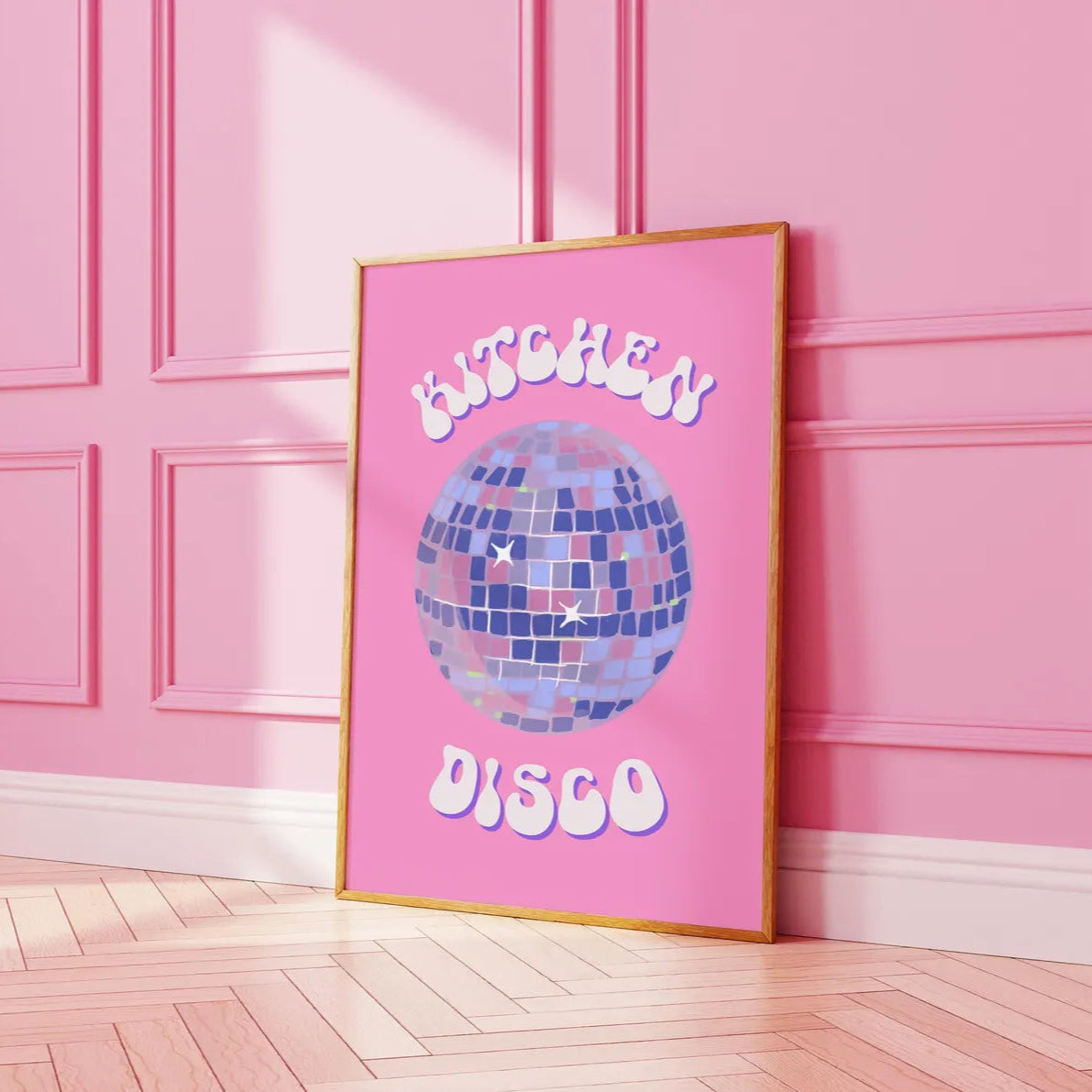 Kitchen Disco Ball Pink Print