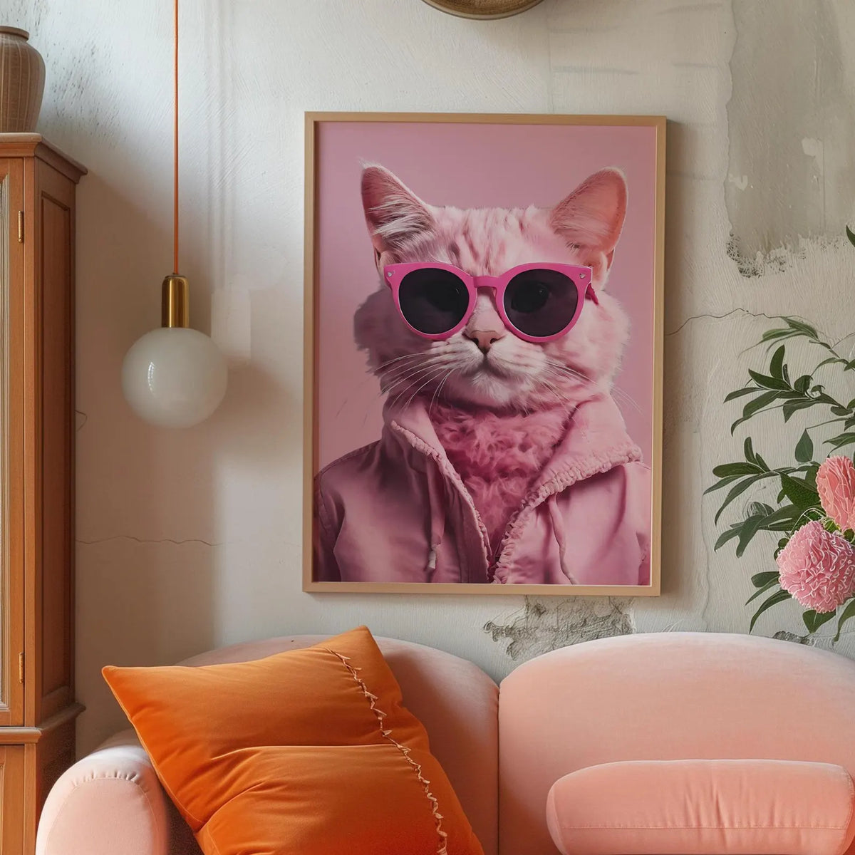 Cool Pink Kitty Cat in Sunglasses Pink