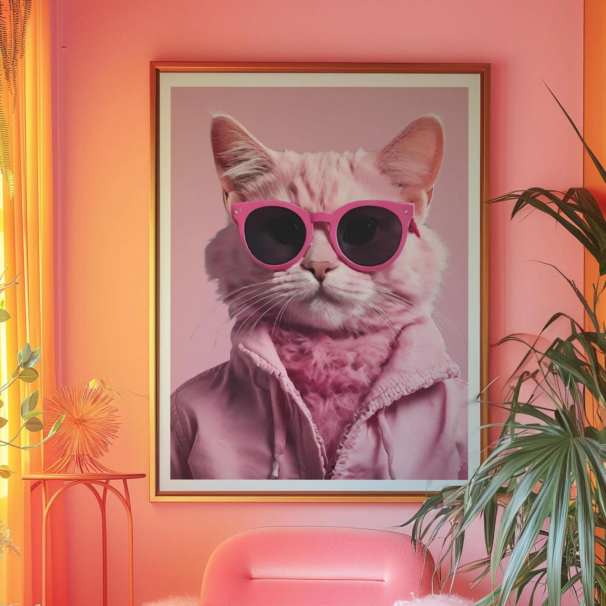 Cool Pink Kitty Cat in Sunglasses Pink