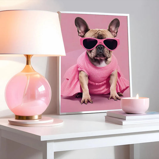 French Bulldog in Sunglasses Pink Print