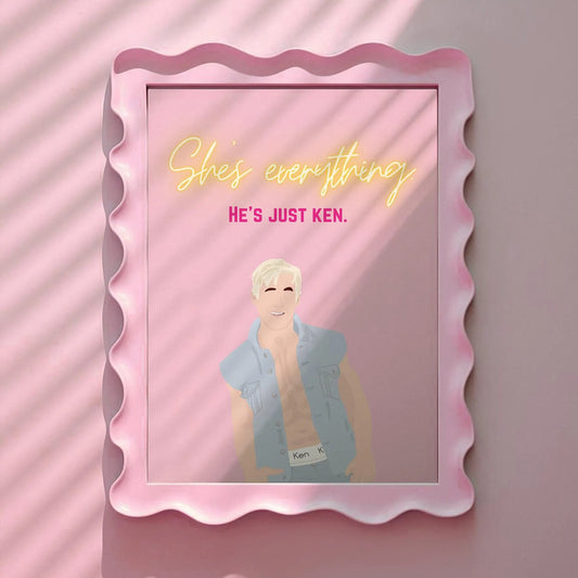 She's Everything, He's Just Ken Pink Print, Barbie Movie Quotes, Barbie Inspired Art Print, Pink Art Print, Barbie Aesthetic, Barbiecore