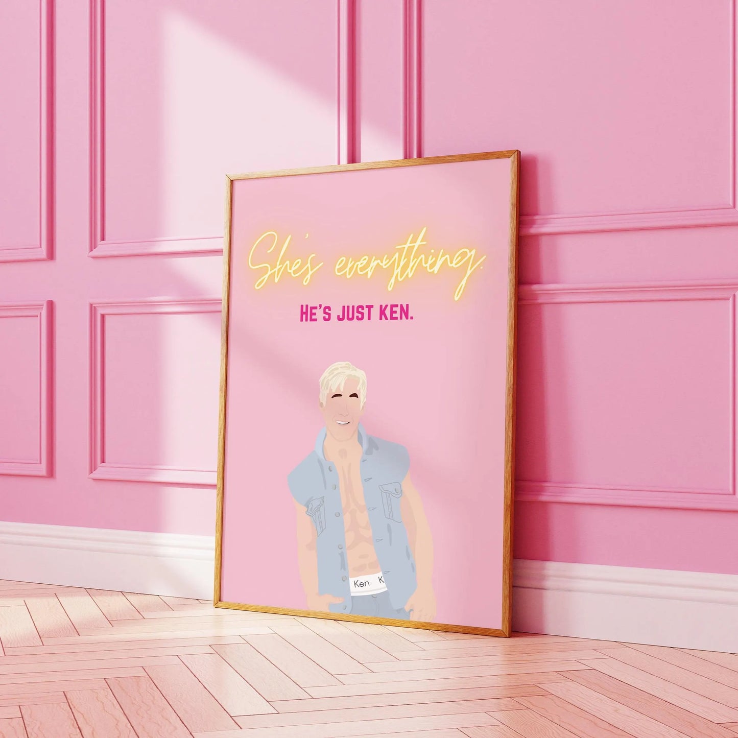 She's Everything, He's Just Ken Pink Print, Barbie Movie Quotes, Barbie Inspired Art Print, Pink Art Print, Barbie Aesthetic, Barbiecore
