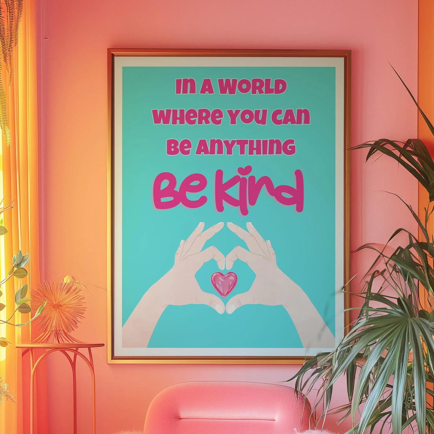 In a world where you can be anything, Be Kind Pink Print