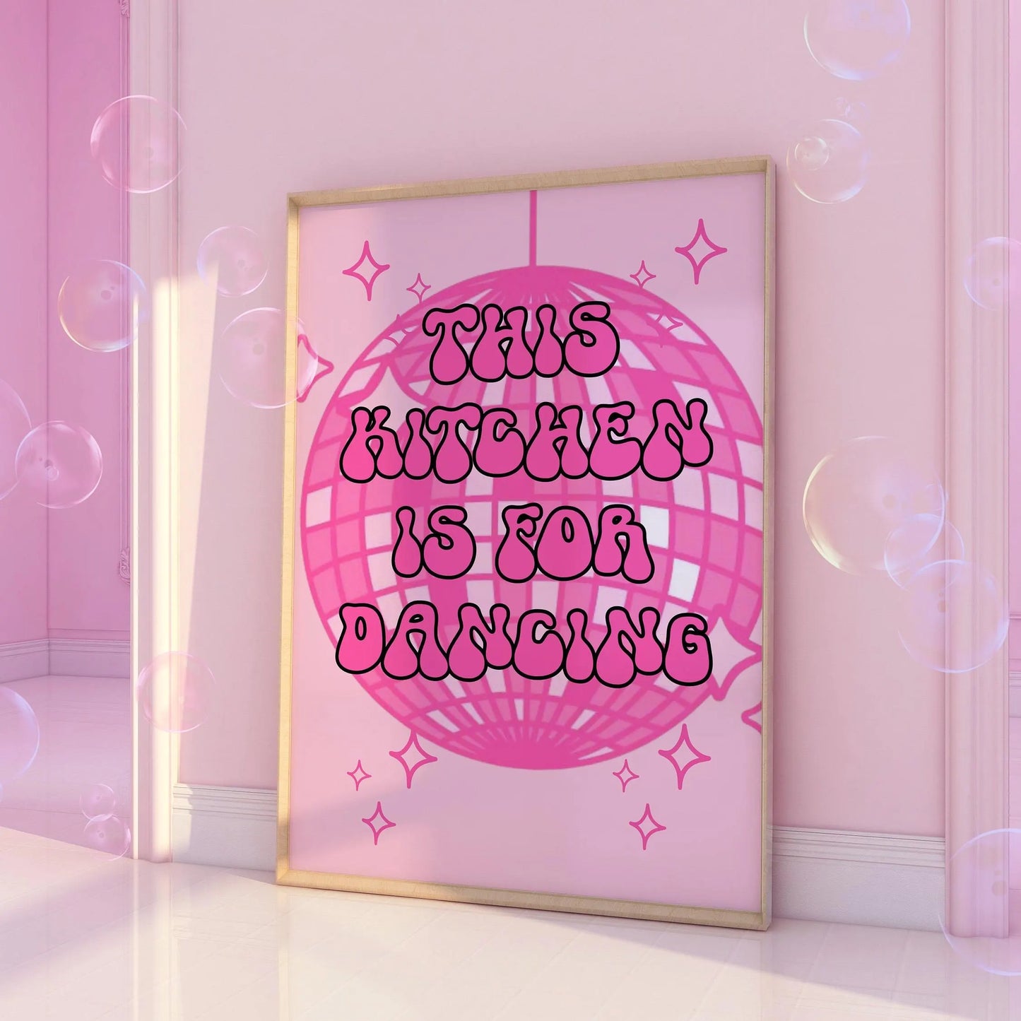 This kitchen is for dancing Pink Print