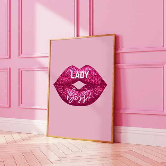 Lady Boss Lips Pink Print