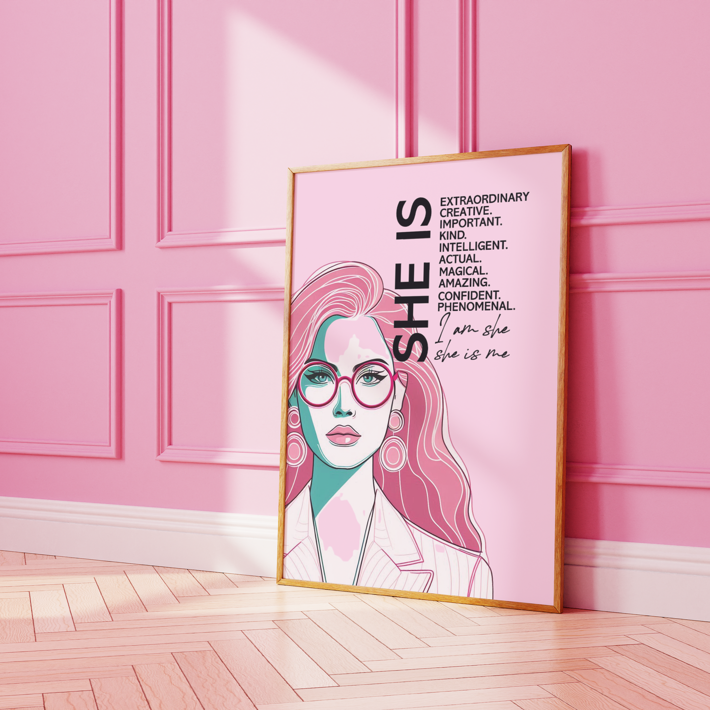 She is Female Empowerment Pink Print