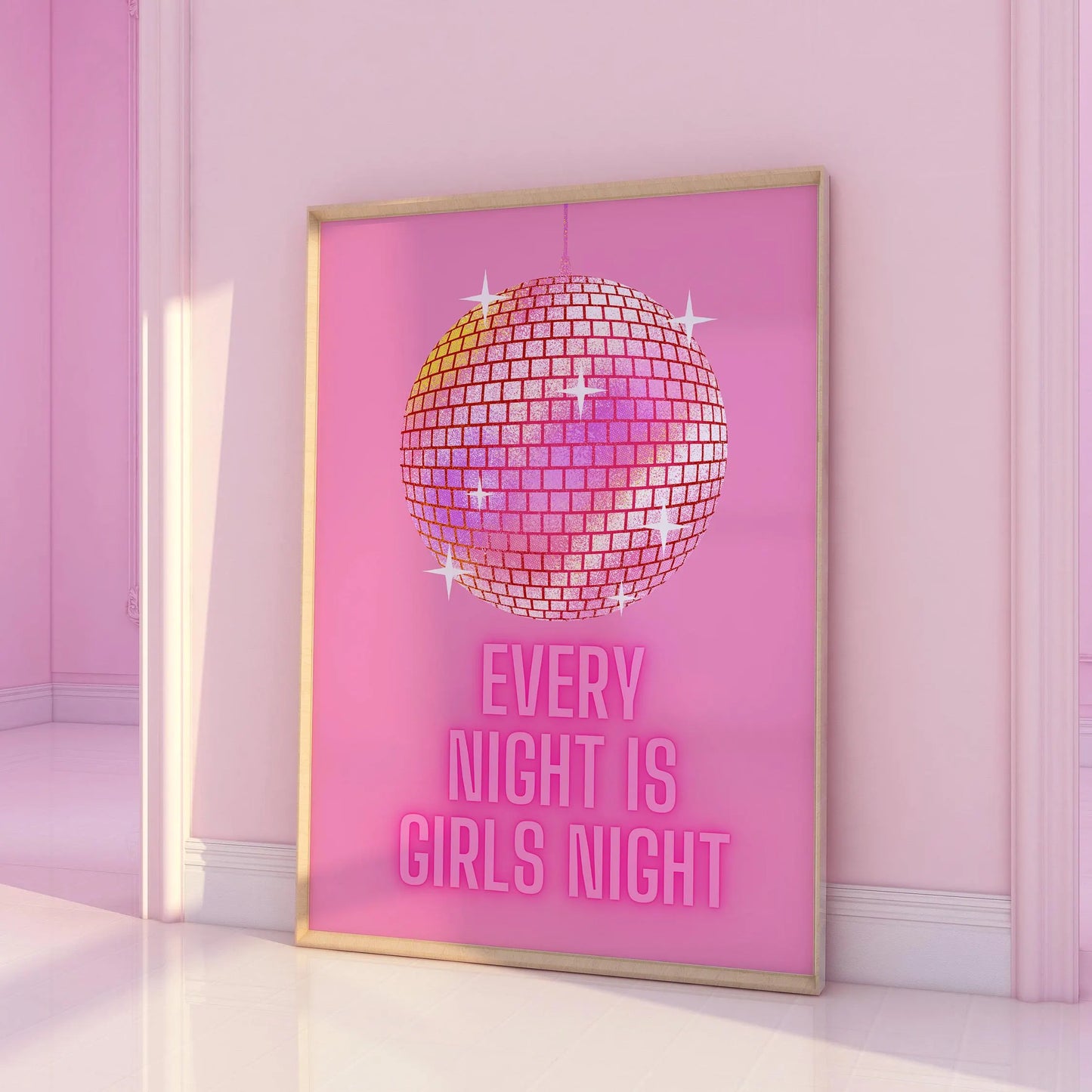 Pink Disco Ball Every night is girl's night Pink Print