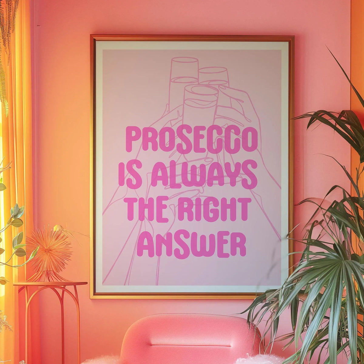 Prosecco is Always the Right Answer Pink Print