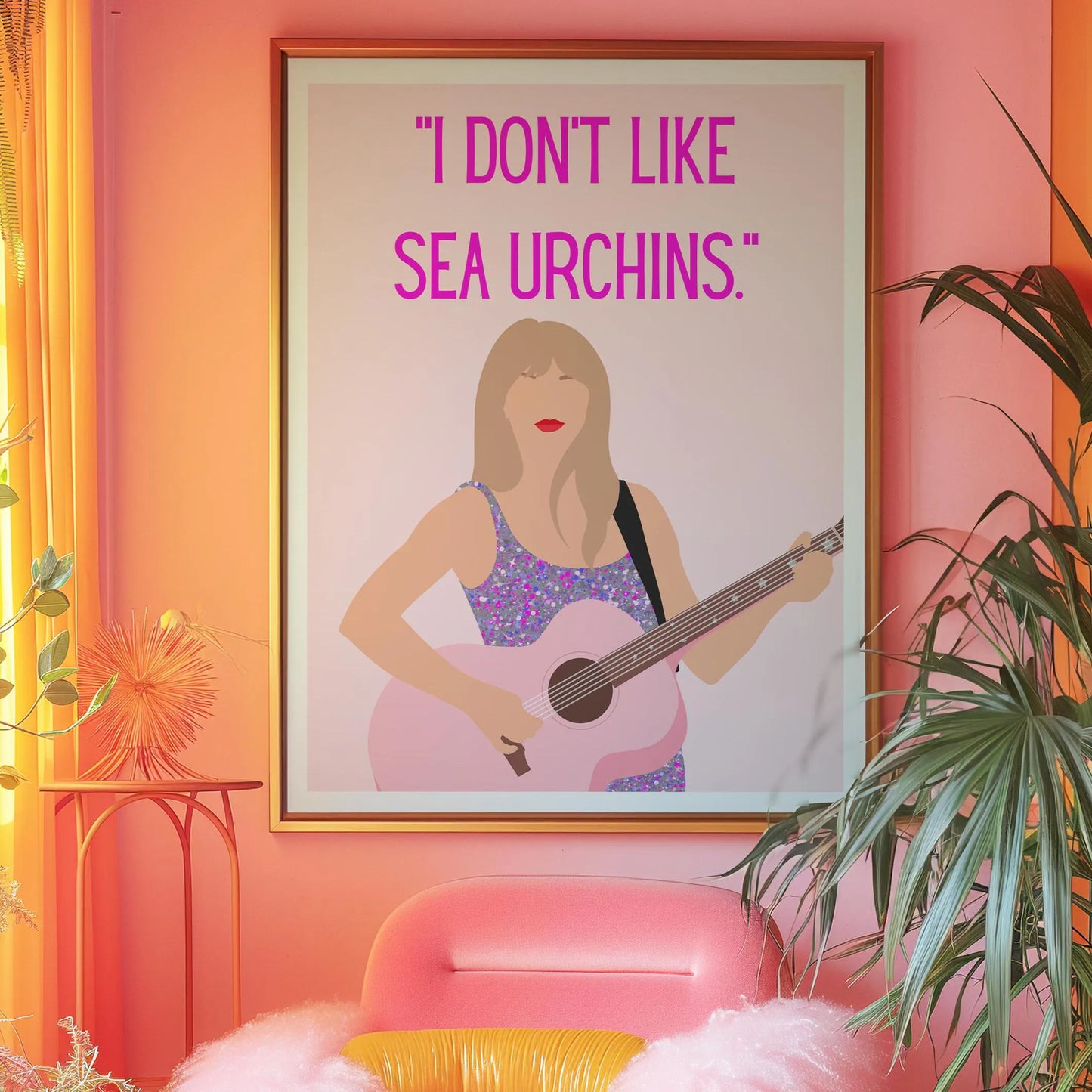 Taylor Swift Quote I don't like Sea Urchins Pink Print