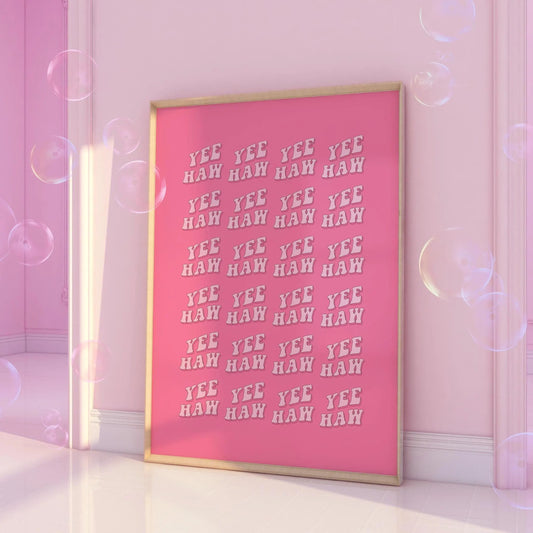 Yee Haw Cowboy Cowgirl Western Pink Print