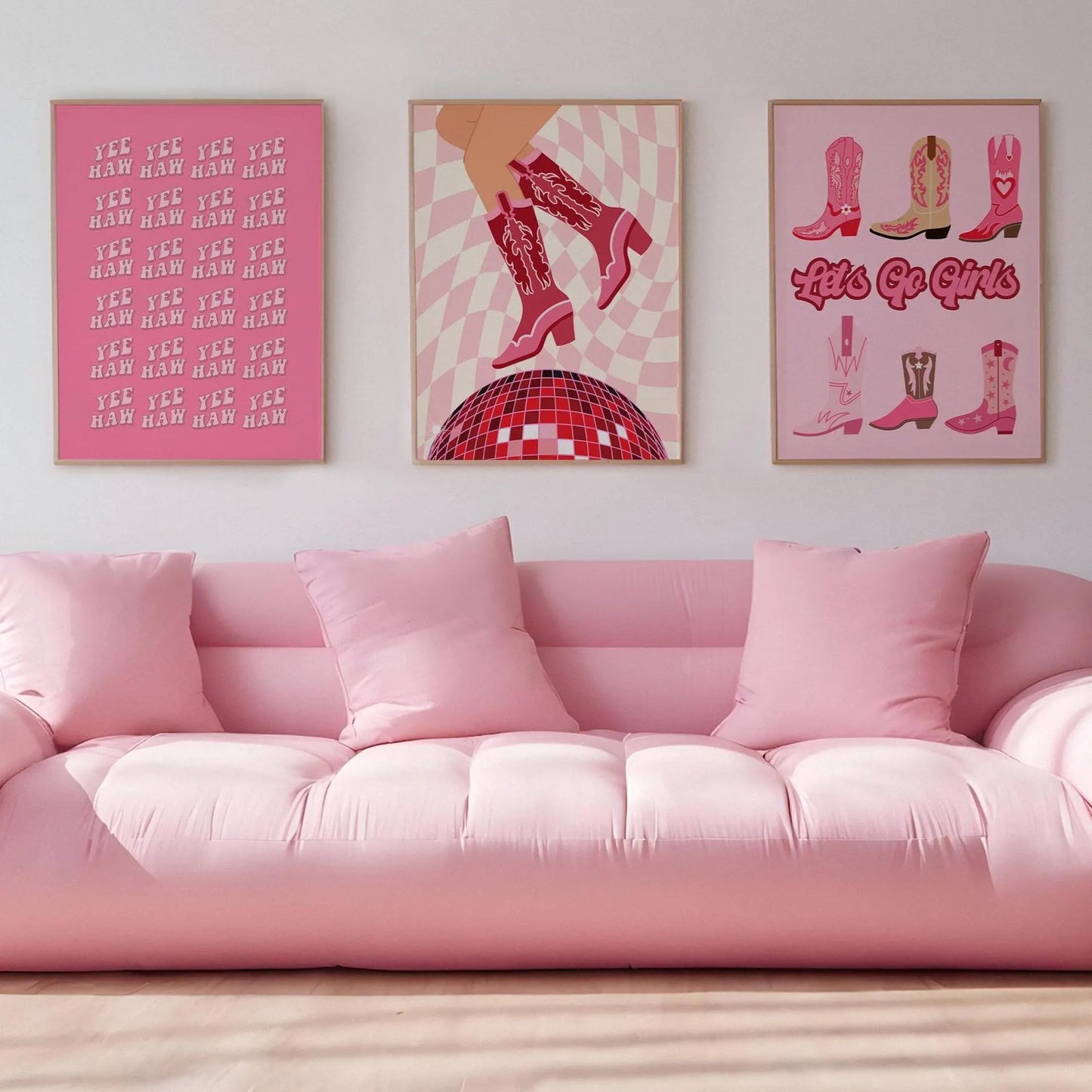 Yee Haw Cowboy Cowgirl Western Pink Print