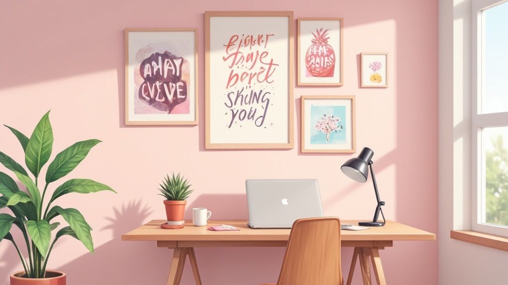 Pink Home Office Wall Art: Turn Your Workspace into a Power Space
