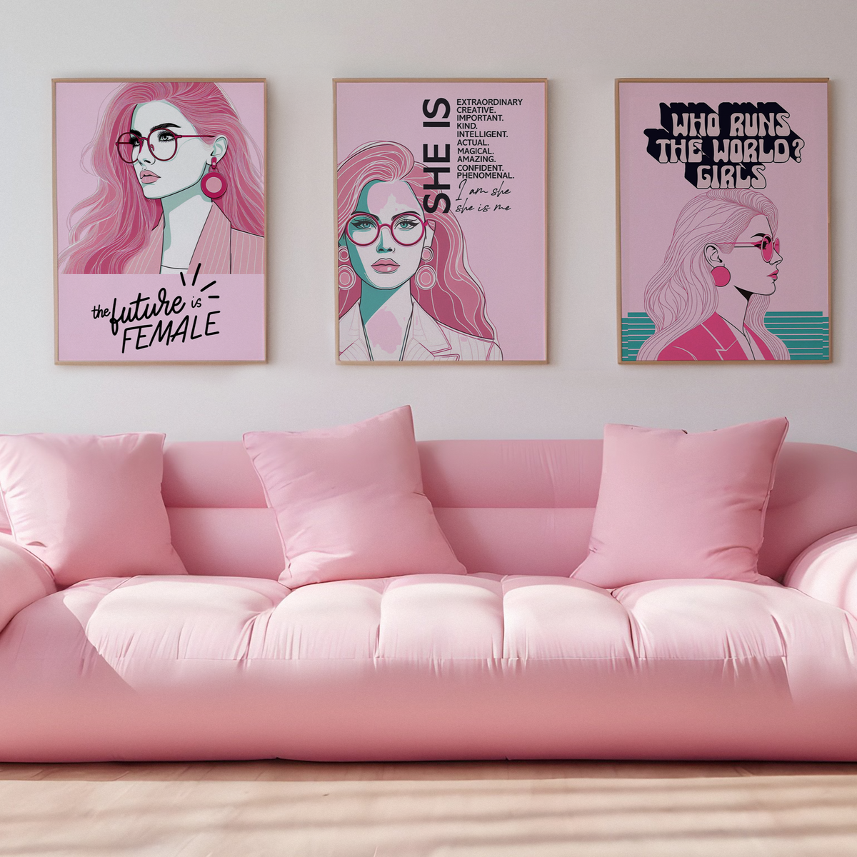 She is Female Empowerment Pink Print