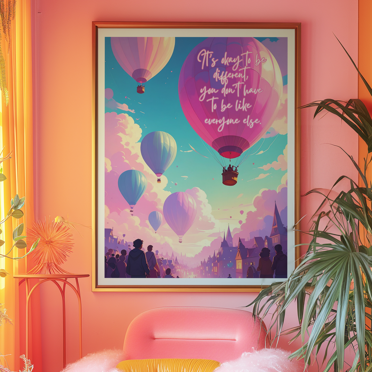 It's okay to be different, you don't have to be like everyone else Pink Print