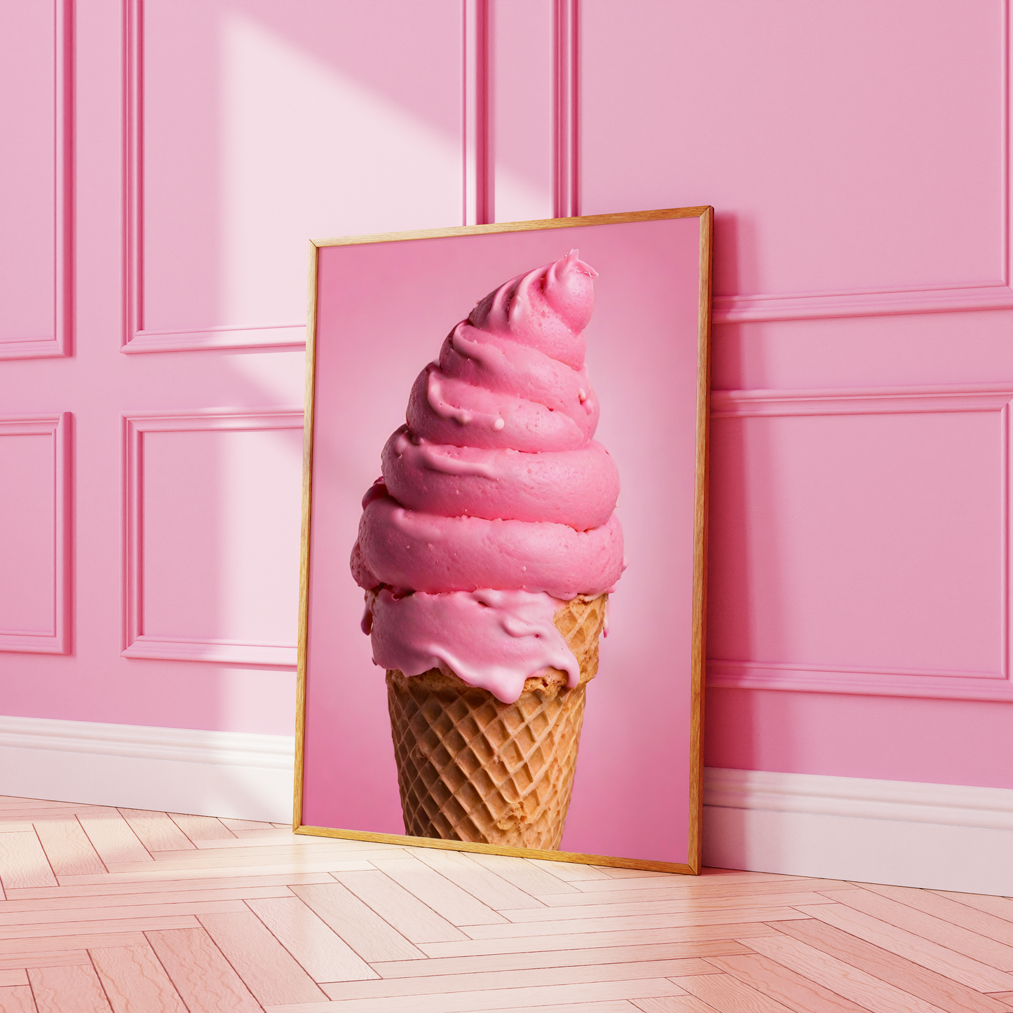 Pink Ice Cream Cone Print