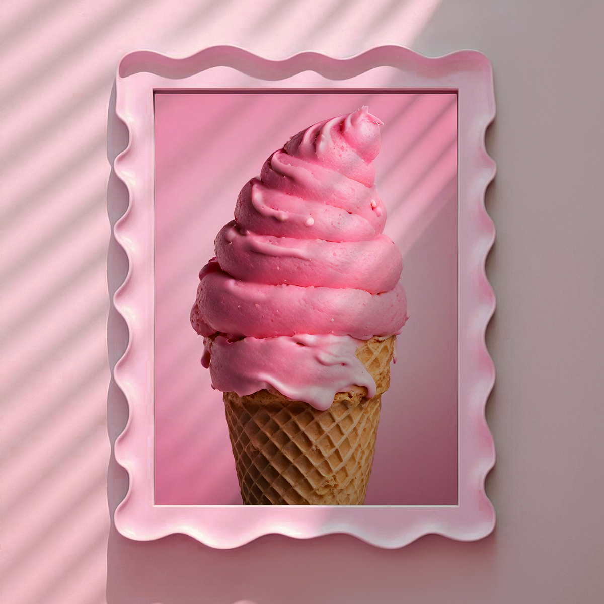 Pink Ice Cream Cone Print