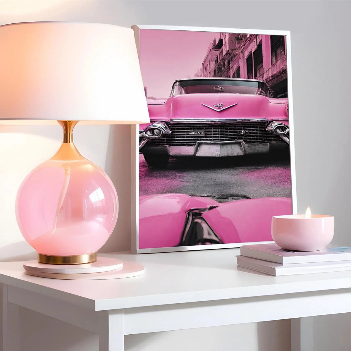 Retro Pink Car Print