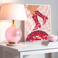 Disco Cowgirl Boots Pink Print