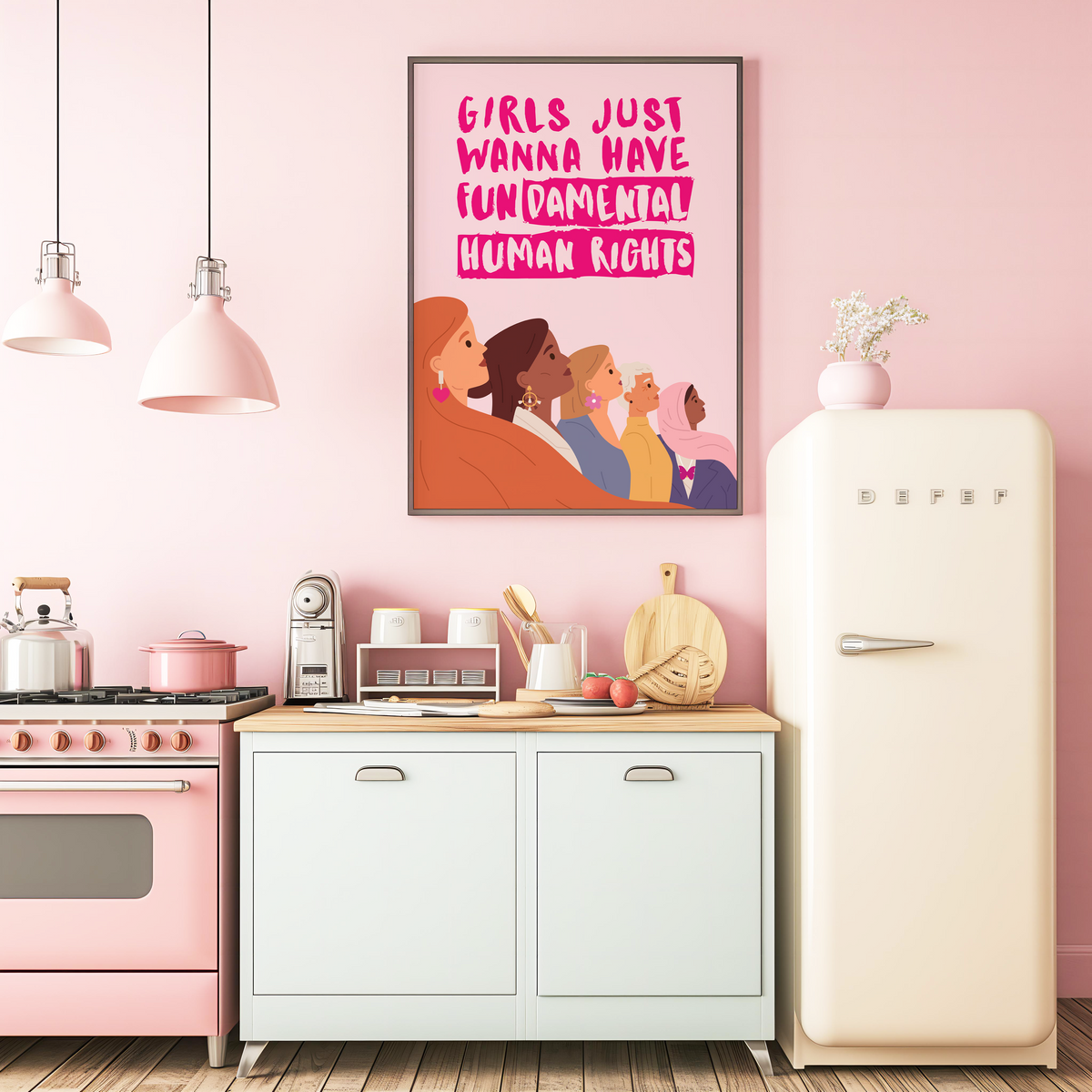 Girls just wanna have fundamental human rights Pink Print