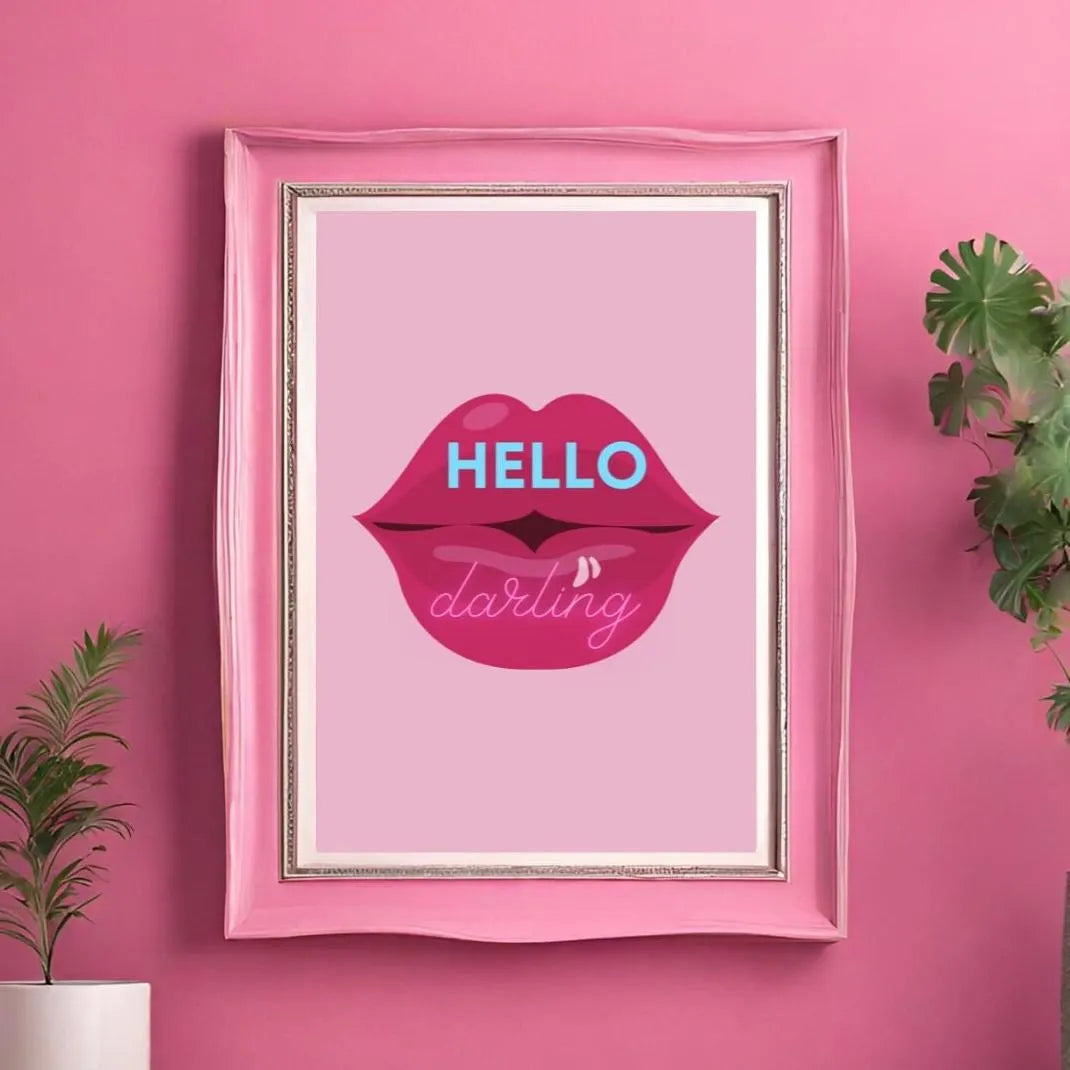 Hello Darling Pink Lips Print