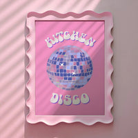 Kitchen Disco Ball Pink Print