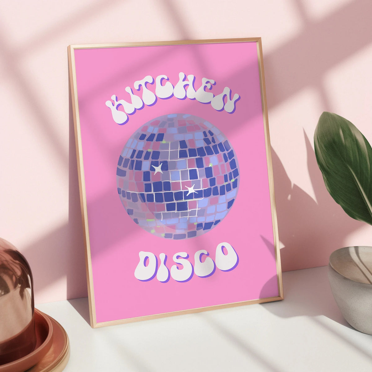 Kitchen Disco Ball Pink Print