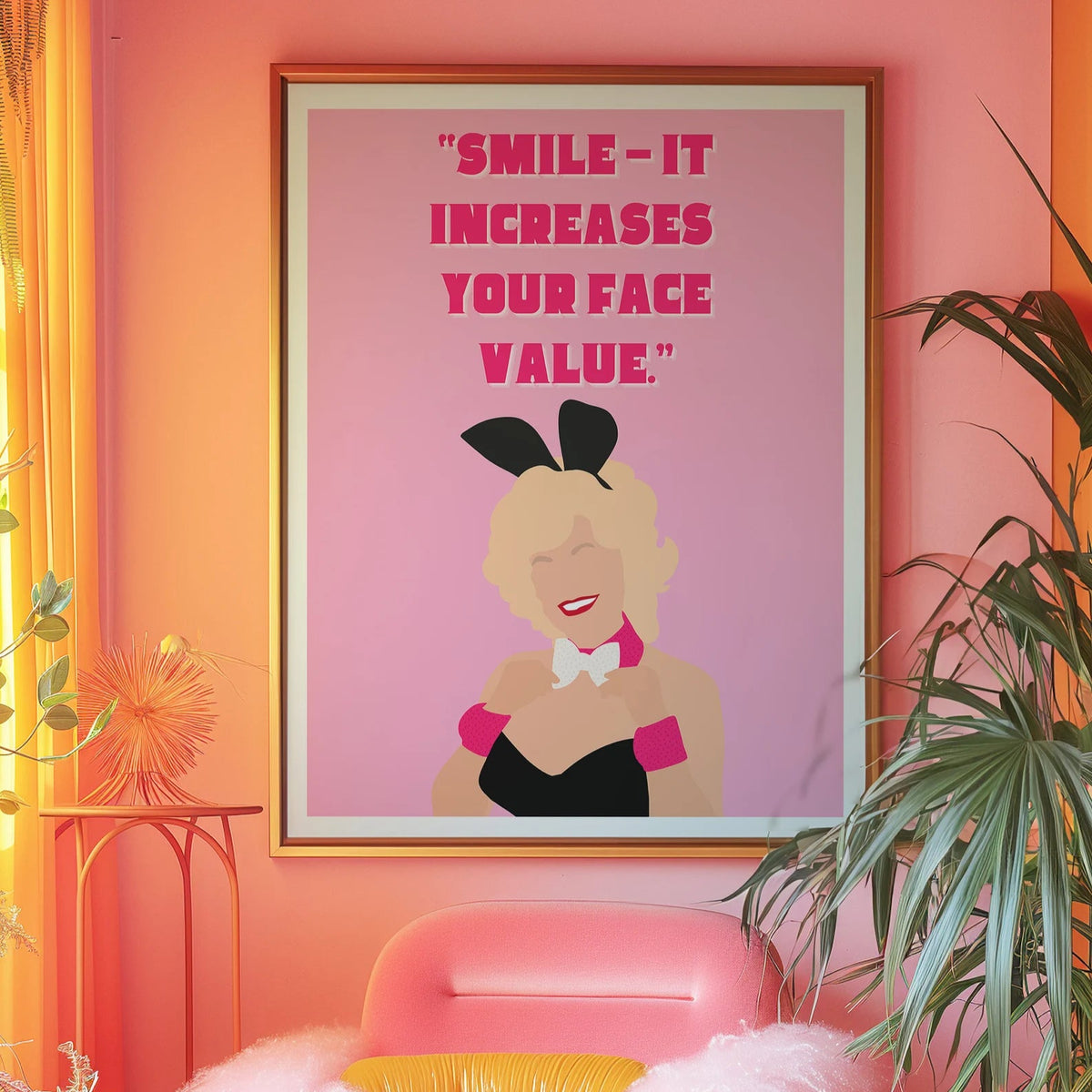 Dolly Smile it increases your face value Pink Print