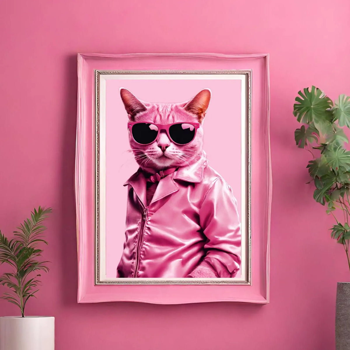 Cool Pink Kitty Cat in Sunglasses Pink Print