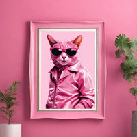 Cool Pink Kitty Cat in Sunglasses Pink Print