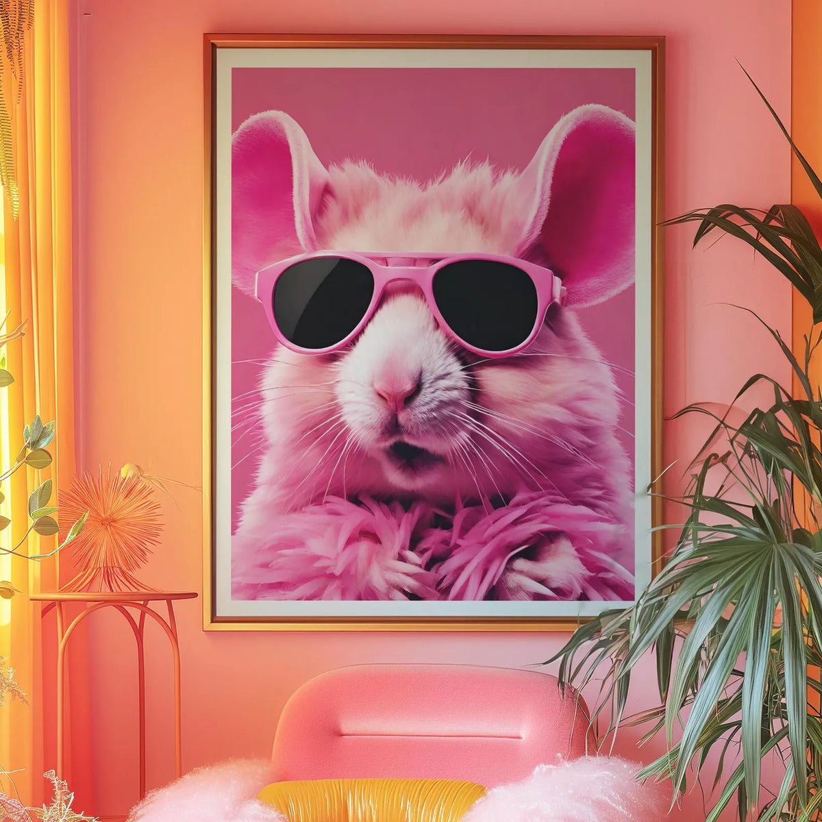 Cool Pink Hamster in Sunglasses Pink Print
