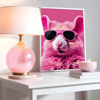 Cool Pink Hamster in Sunglasses Pink Print